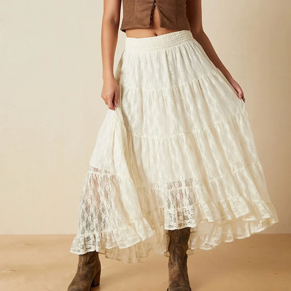 Pacsun Your Favorite High-Low Lace Midi Skirt - Picture 2 of 5